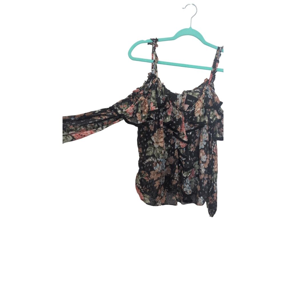 Needle & Thread Floral Ruffle Top – Size 6 (EUC) – Cold Shoulder V-Neck Blouse - Picture 3 of 5